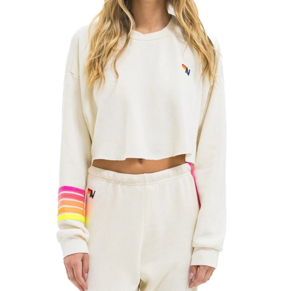 NWT Aviator Nation Relaxed Cropped Sweatshirt